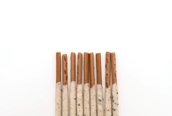 biscuit stick with cookie and cream flavored