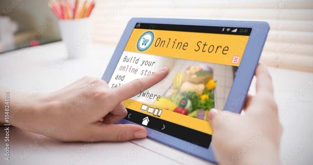 Poster composite image of screen of an online store