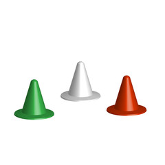 Sport training,cones equipment, Italy flag color, 3d , vector illustration.
