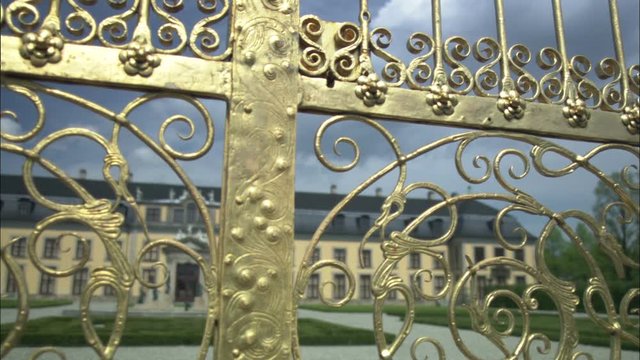 Gilded gates in front of Herrenhausen Castle in Hannover, Germany