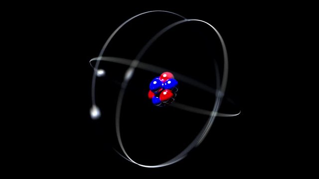 Atom rotating single nucleus proton neutron electron loop 4K
