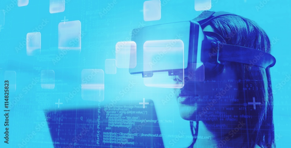 Poster composite image of abstract technology interface