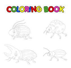 coloring book of beetle cartoon