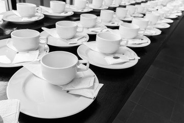 Monotone color set of coffee break at meeting