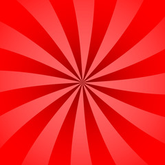 Red rays poster. Popular ray star burst background television vintage. Dark-red and light-red abstract texture with sunburst, flare, beam. Retro art design. Sun glow bright pattern Vector Illustration