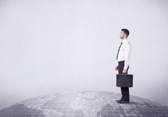 man standing in front of city landscape