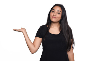 Young woman holding something