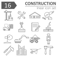 Construction and house repair icon set. Thin line design