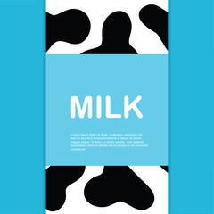 Template for dairy companies, dairy farm or shop with space for your text. Template for dairy packaging. Background cow skins. Vector illustration.