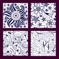 Set of floral seamless patterns