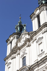 Fototapeta na wymiar The top of the facade of Church on Skalka , Krakow, Poland