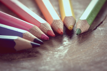 Obraz premium Color pencils with filter effect retro vintage style