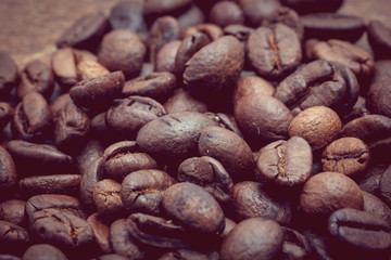 Coffee Beans with filter effect retro vintage style