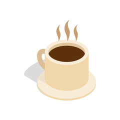 Coffee cup icon in isometric 3d style isolated on white background. Drinks symbol