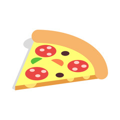 Slice of pizza icon in isometric 3d style isolated on white background. Food symbol