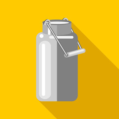 Milk can icon in flat style on a yellow background