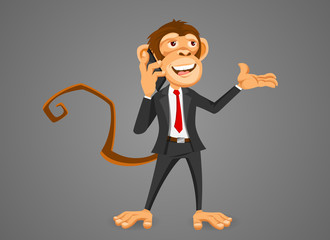 Obraz premium Monkey businessman talking on the phone