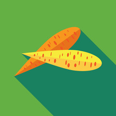Two carrots icon in flat style on a green background