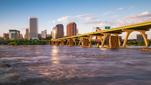 Richmond, Virginia, USA skyline time lapse.