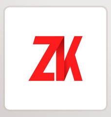 ZK Two letter composition for initial, logo or signature.