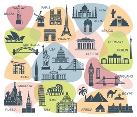 Image of Icons world tourist attractions printed on Printed Aluminium Shower Panels