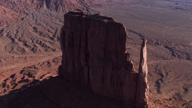 Flying over West Mitten Butte in Monument Valley