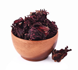 Roselle dry on white background