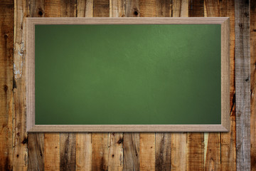 Blank old school blackboard on a grunge wall and can input text