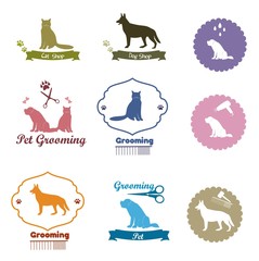 Pet shop emblem set