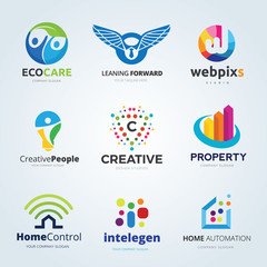Logo Collection. Set of brand identity. home logo,house logo,people logo,eco logo,Vector Illustration Templates Collection.