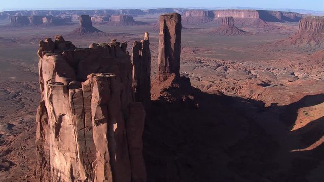 Flying over Stagecoach Butte to Monument Valley vista