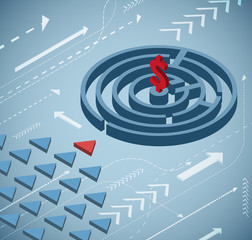 Hard way to succes. Business concept. Vector illustration