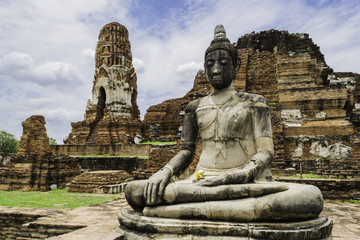 Fototapeta na wymiar Ancient Pagoda & Ruins in Ayutthaya, Thailand