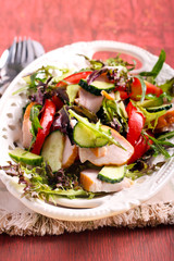 Tomato, cucumber, chicken breast salad