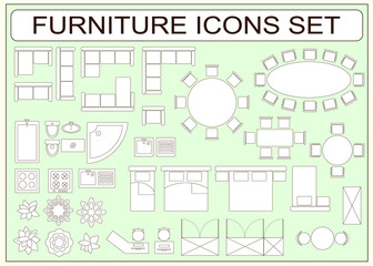 Set of simple furniture vector icons as design elements