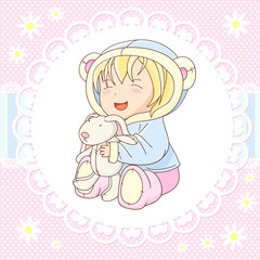 Vector background with happy little baby