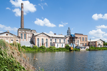 Fototapeta na wymiar Sugar factory in the village Parafievka. Chernigov region, Ukrai
