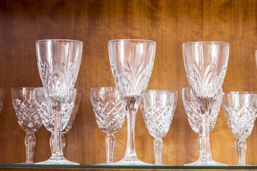 shine crystal glasses shot with small deep of view
