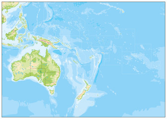 Blank Relief Map of Oceania