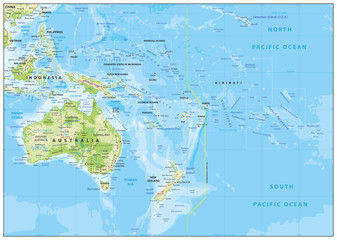 Relief Map of Oceania - obrazy, fototapety, plakaty