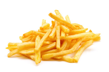 potato fry on white isolated background
