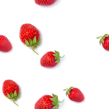 seamless pattern  red strawberries