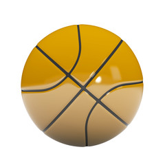 3d illustrations of yellow metal basketball ball isolated on white
