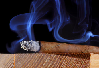 Cigar with abstract smoke
