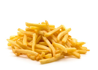 potato fry on white isolated background