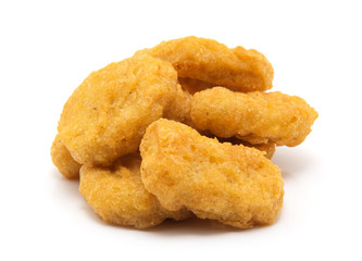 Fried chicken nuggets isolated on white