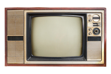 Vintage television. Old TV isolated on white - retro technology.