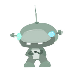 Cute Cartoon Robot with Smartphone