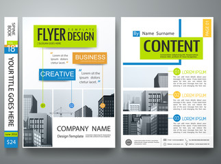 Flyers design template vector.City design on a4 brochure layout background.Cover book portfolio presentation abstract green on poster design.Business brochure cover report magazine poster template.