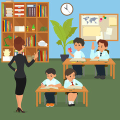 School children in classroom at lesson.